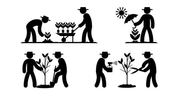 26466357-Set-schwarz-Wei-Ikonen-des-Fr-hlings-Gartenarbeit-Stockfoto